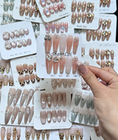 Uñas postizas de lujo hechas a mano, largas, personalizadas, de acrílico, con forma de ataúd cuadrado, cobertura completa, de alta calidad, estilo stiletto, con diseño de mariposa.
