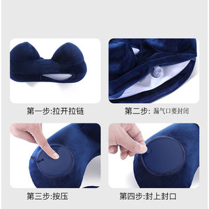 Almohada de Viaje Inflable en Forma de U, 28x26x14cm, Soporte para el Cuello, Reposacabezas Portátil, Material de Poliéster de Color Sólido - Product Image 2