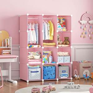 <b>Pink</b> Modern Plastic Wardrobe Storage <b>Box</b> Cube Kids Assemble Portable Closet Organizer for Workshop - Product Image 3
