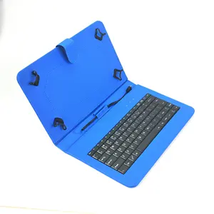 Evrensel 9.7 10.1 inç mikro USB klavye ile deri kılıf, 10.1 "kablolu tablet pc klavye kılıf standı ile