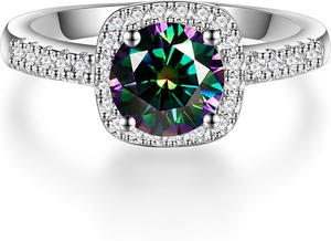 Anillo de Compromiso de Moissanita para Mujer, Color D, Claridad VVS1, Plata S925 con Baño de Rodio, Estilo Clásico, Anillos de Promesa y Eternidad - Product Image 3
