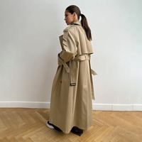 Manteau Trench en Coton Long Coupe-Vent 2025 Automne Ample pour Femme