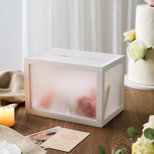 Transparent Wooden <b>Wedding</b> Storage <b>Box</b> Rectangular With Cover For <b>Cards</b> And Gifts - Product Image 3