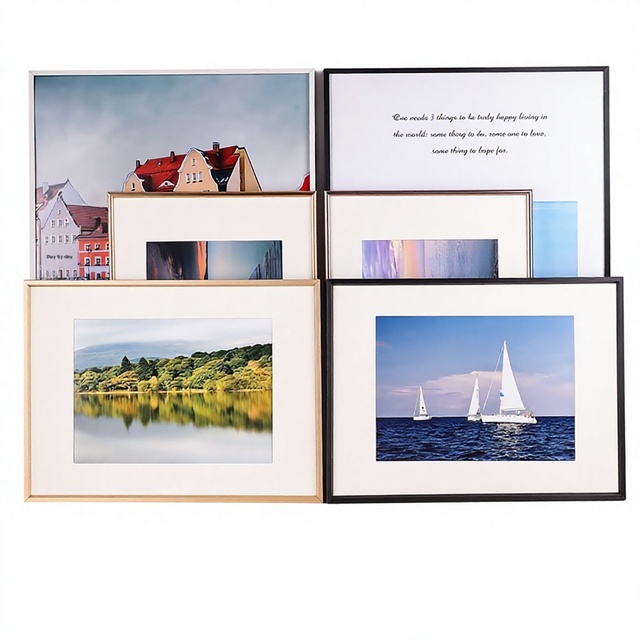 Simple Round-edged Aluminum Modern Minimalist Photo Frame Suitable for 8K 4-cut A2/A3 Posters Puzzle Displays No-trace Nails