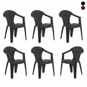 Pack of 6 Dream Plastic <b>Chairs</b>, Weather Resistant and UV Filtered - Black - Product Image 1