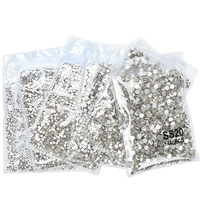 Strass à dos plat ultra-brillants en zircone cubique tchèque couleur AB, tailles assorties, 1440 pièces, emballage de base, pour nail art