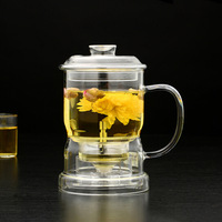 Théière en verre artisanale de 13 oz pour le brassage du café et du thé en gros, avec infuseur en verre et filtre en acier inoxydable