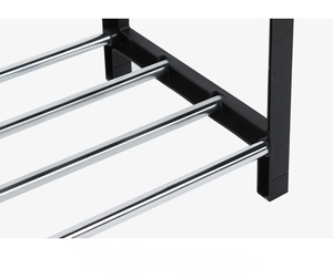 Zapatero de 4 niveles para entrada, organizador de zapatos resistente, almacenamiento para dormitorio, estante de zapatos de Metal negro resistente con ganchos - Product Image 6