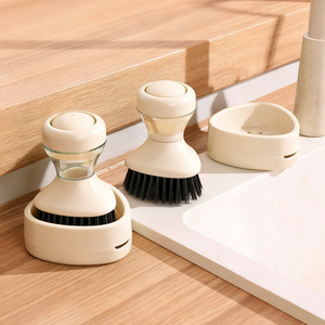 Brosse de lavage de vaisselle pratique avec distributeur de liquide, couleur/logo personnalisés, en plastique résistant à l'usure, outil de nettoyage pour la cuisine domestique - Product Image 5