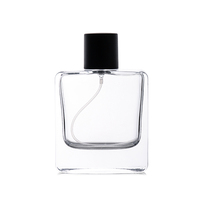 Flacon pulvérisateur de parfum personnalisé avec logo, taille du col de 15 mm, flacon de parfum en verre transparent de 50 ml, fabricant de flacons en verre carrés