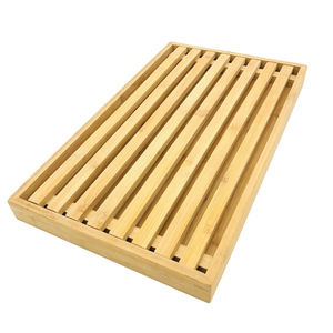 Plateau à pain en bambou 43x25x4cm, plateau rectangulaire pour la présentation en cuisine - Product Image 2