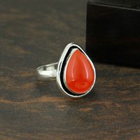Bague en argent sterling 925 avec pierre de cornaline style bohème, faite à la main, pour femme, cadeau de mariage pour elle