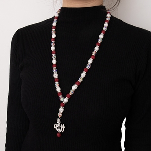 Kalung Rantai Rosario ZDR2502 Islami dengan Manik-Manik Rhinestone Multi-Warna 10 mm dan Liontin <span class=keywords><strong>Allah</strong></span> Perak untuk Doa Muslim - Product Image 2