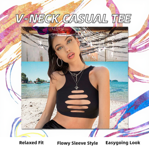 เสื้อยืดผู้หญิง JAC22 F29027 รุ่นซัมเมอร์ แคชชวล สีพื้น คอวี ทรงหลวม แขนสั้น ผ้าโพลีเอสเตอร์ ย้อมสีพื้น ขายส่ง - Product Image 2