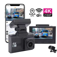 2.45 pouces hd 4k dashcam voiture dvr avec app Mini 2 canaux dash cam wifi gps double lent avant et arrière 4k double dash cam caméra vidéo