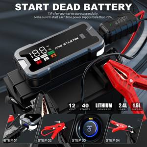 Démarreur de saut haute puissance 12V 24V 4000A Courant de pointe Affichage numérique SOS Stroboscopique 20000mAh pour moto/camion Démarrage hivernal - Product Image 3