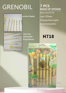 Set di pennelli per trucco Grenobil, 7 pezzi, manico in legno, ghiera rotonda in pelo sintetico per l'applicazione del trucco - Product Image 3