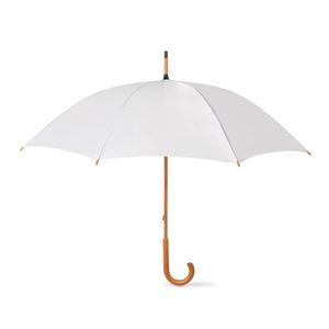Parapluie blanc chauffant pour homme, manche en bois, tissu imperméable - Product Image 1