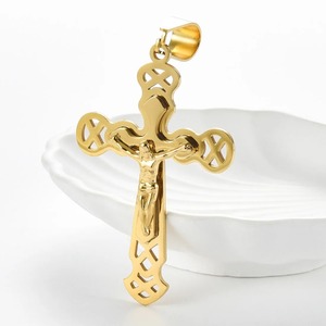 Collar con Colgante de Cruz de Jesús Estético de Acero Inoxidable para Mujer y Hombre, Color Oro y Plata, Crucifijo, Amuleto de Cristo, Joyería Religiosa con Cadena - Product Image 1