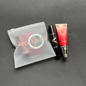 Custom Square Frosted Zipper Pouch Transparent Matte Plastic Ziplock Bag For Cosmetic Makeup Packaging - Product Image 2