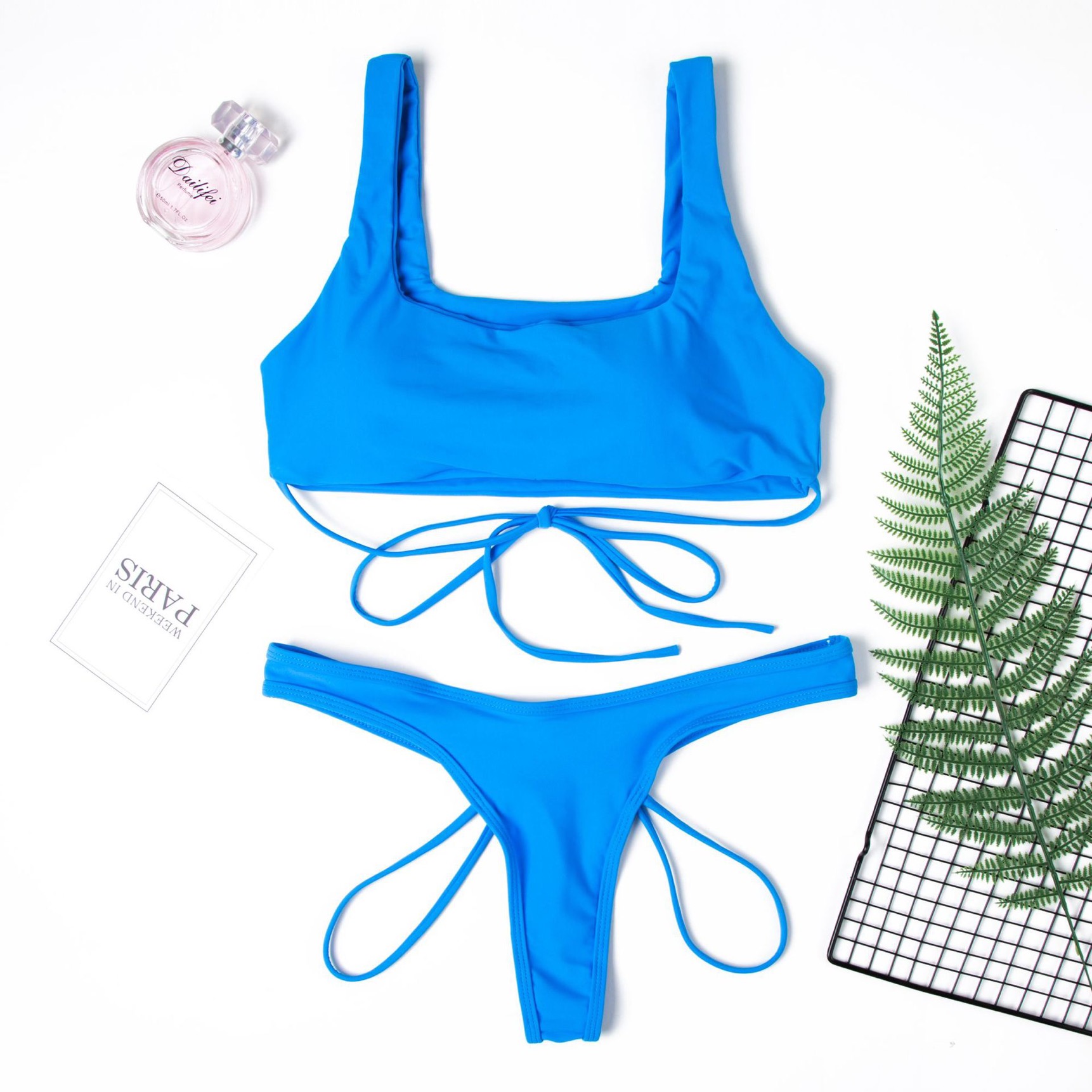 绷带分体式泳衣热销三色性感泳装迷你推高纯色高腰比基尼 - buy