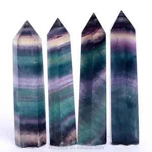 123 Wholesale Gemstone Wands Crafts Rainbow Fluorite Tower Healing Quartz Crystal Point Tower