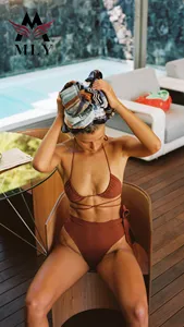 2024 입욕 세트 여성 주름 끈 비치웨어 고삐 투피스 비키니 섹시 수영복