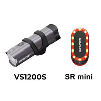 Combo éclairage vélo VS1200S + SR Mini, synchronisation intelligente avec le compteur de vélo, lentille anti-éblouissement, détection de voiture à 160 m