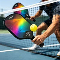 Raquette de pickleball en fibre de verre, noyau en nid d'abeille PP 16 mm, légère, portable, design personnalisé, couleurs personnalisées, entraînement, usage adulte
