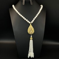 Chandail léger de luxe de Style français pendentif en perles de gland transfrontalier or longues perles de Zircon creuses en trois dimensions