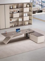 Escritorio Ejecutivo Moderno Convertible, Mesa Ajustable en Altura, Superficie de PVC, Muebles de Oficina Comerciales con Diseño Minimalista
