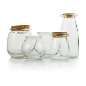 50ml 100ml 200ml 300ml Leere DIY Geschenk zug flasche Milch marmeladen behälter transparentes Pudding glas Gewürz glas mit Stopfen korken