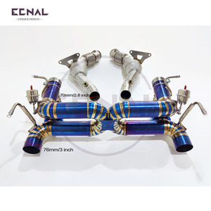 Kit de Escape con Válvula de Titanio y Downpipe Aislado con Catalizador para Ferrari 488 3.9T V8 ECNAL, Colector SS304, Sin Luz de Advertencia de Motor - Product Image 1