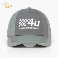 Casquette de camionneur 4U en maille respirante réglable unisexe pour l'extérieur printemps-été, chapeau 5 panneaux gris-vert