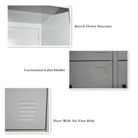 Armoire de rangement et casier multifonctionnel moderne en acier gris clair à 15 portes pour entrepôt, bureau, école et hôtel