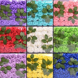 DREA Fiori di Rosa in Schiuma Multicolore con 2 Foglie Verdi, Articoli Regalo Artificiali all'Ingrosso per la Festa della Mamma e San Valentino - Product Image 1