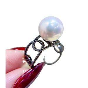 S925 Silver <b>Ring</b> Stand DIY <b>Pearl</b> Accessories Fashion <b>Ring</b> with 9-13mm Round Beads Jewelry Stand-10462 - Product Image 5