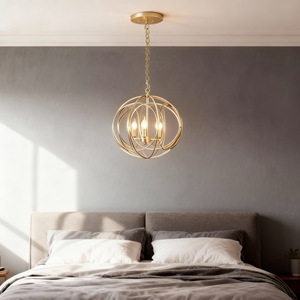 Tianzhen Chandelier Gold Ironwork 3 Head <b>LED</b> Pendant <b>Light</b> For Living Room Bedroom <b>Hallway</b> - Product Image 3