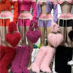 Wholesale Fashion High Quality Western Over-the-Knee Fuzzy Luxury <b>Fluffy</b> Women's Tall <b>Boots</b> Autumn Winter Slip-On - Product Image 3