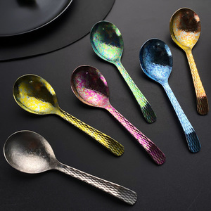 Cuillère en titane pur, ronde, légère, ustensile de camping, design fleur de glace cristallisée, pour usage extérieur - Product Image 2