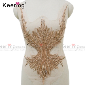 Vente en gros de mariée élégante Ose or Wph-1725 appliques de strass - Product Image 1