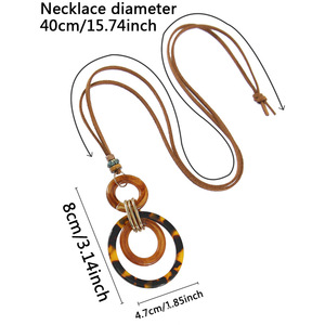 Collar con Colgante Geométrico de Resina, Estilo Vintage con Diseño de Tortuga en Color Ámbar, Joyería Unisex de Moda - Product Image 5