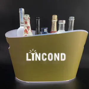 Ktv Bar Seau Lumineux De Luxe Vin Champagne Seaux En Plastique Led Seau À Glace avec Logo Laser Huilé