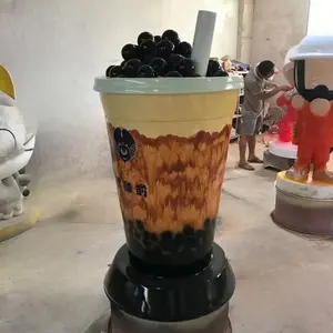 Custom Large Fiberglass Resin Bubble Tea Statue Highly 1.4 M Milk cup sculpture for decoration fiberglass sculpture coffee cup