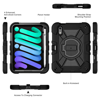 Étui robuste en silicone pour iPad Mini 8, protection triple couche avec support intégré large pour tablette iPad Mini 8