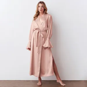2023 осенний модный роскошный банный халат с длинным рукавом Шелковый Атласный ночной халат женский халат для курортного отеля