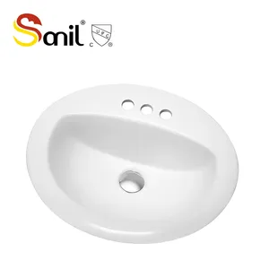 UPC ovale en céramique céramique lavabo à main goutte dans l'évier de salle de bain meuble de vanité bassin en porcelaine blanche lavabo éviers