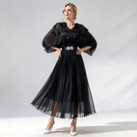 Abito da Gala Plissettato di Lusso, Spedizione in 7 Giorni, Romantico Abito Trasparente in Organza, Elegante Abbigliamento per Ospiti di Matrimonio, Boutique