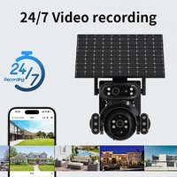 Cámara Solar Goobsafe V8 AOV de 8MP con Doble Lente PTZ, Detección PIR 355, Seguimiento Humanoide, Luz de Advertencia Roja y Azul, 4G WiFi, Tarjeta de Memoria