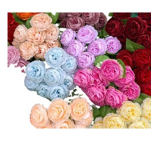 Bouquet de pivoines artificielles 9 têtes 43 cm fleurs en soie décoration de mariage style coréen - Product Image 2
